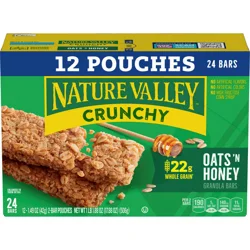 Nature Valley Crunchy Granola Bars, Oats 'n Honey, 24 Bars, 17.88 OZ (12 Pouches)