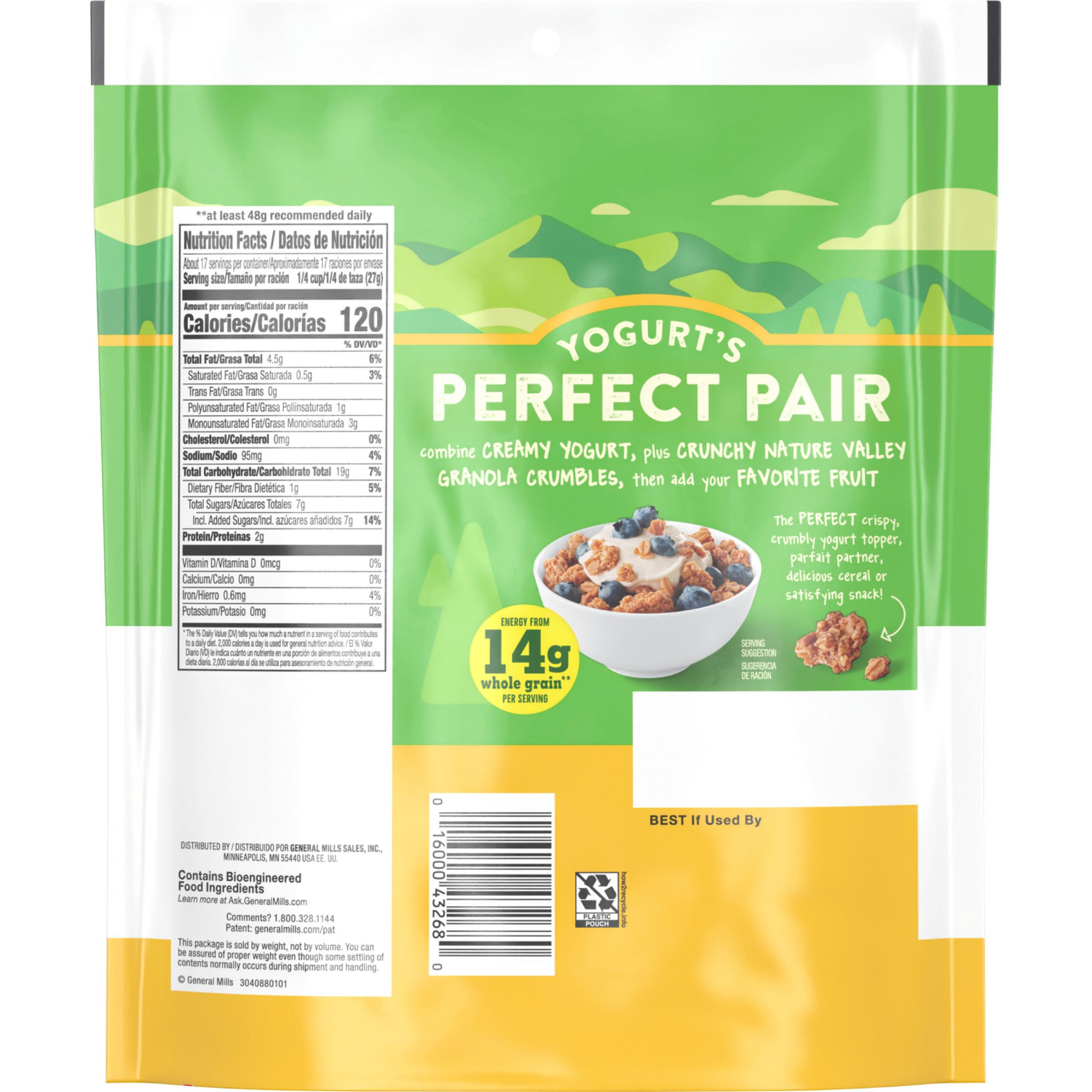 slide 2 of 2, Nature Valley Crunchy Granola, Oats and Honey Granola, Resealable Snack Pouch, 16 oz, 16 oz