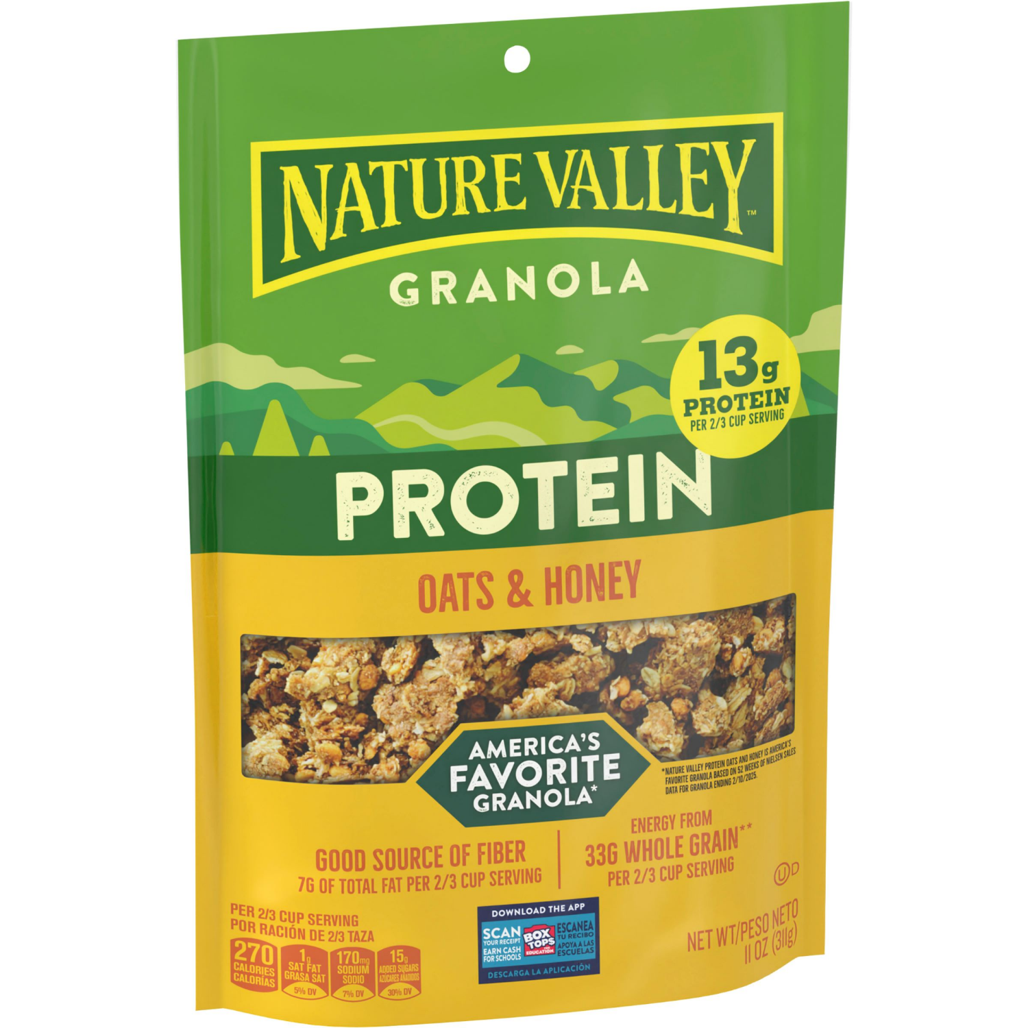 slide 5 of 6, Nature Valley Protein Granola, Oats and Honey, Resealable Bag- 11 oz, 11 oz