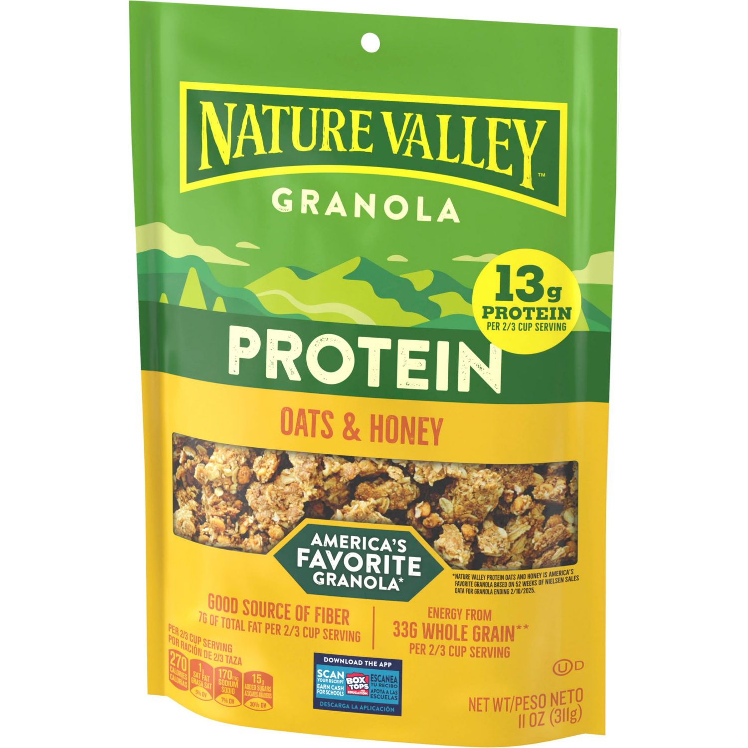 slide 6 of 6, Nature Valley Protein Granola, Oats and Honey, Resealable Bag- 11 oz, 11 oz