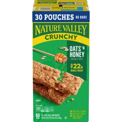 Nature Valley Crunchy Oats 'n Honey Granola Bars, 60 Bars, 44.7 OZ (30 Pouches)