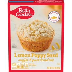 Betty Crocker Muffin and Quick Bread Mix, Lemon Poppy Seed With Streusel, 14.5 oz