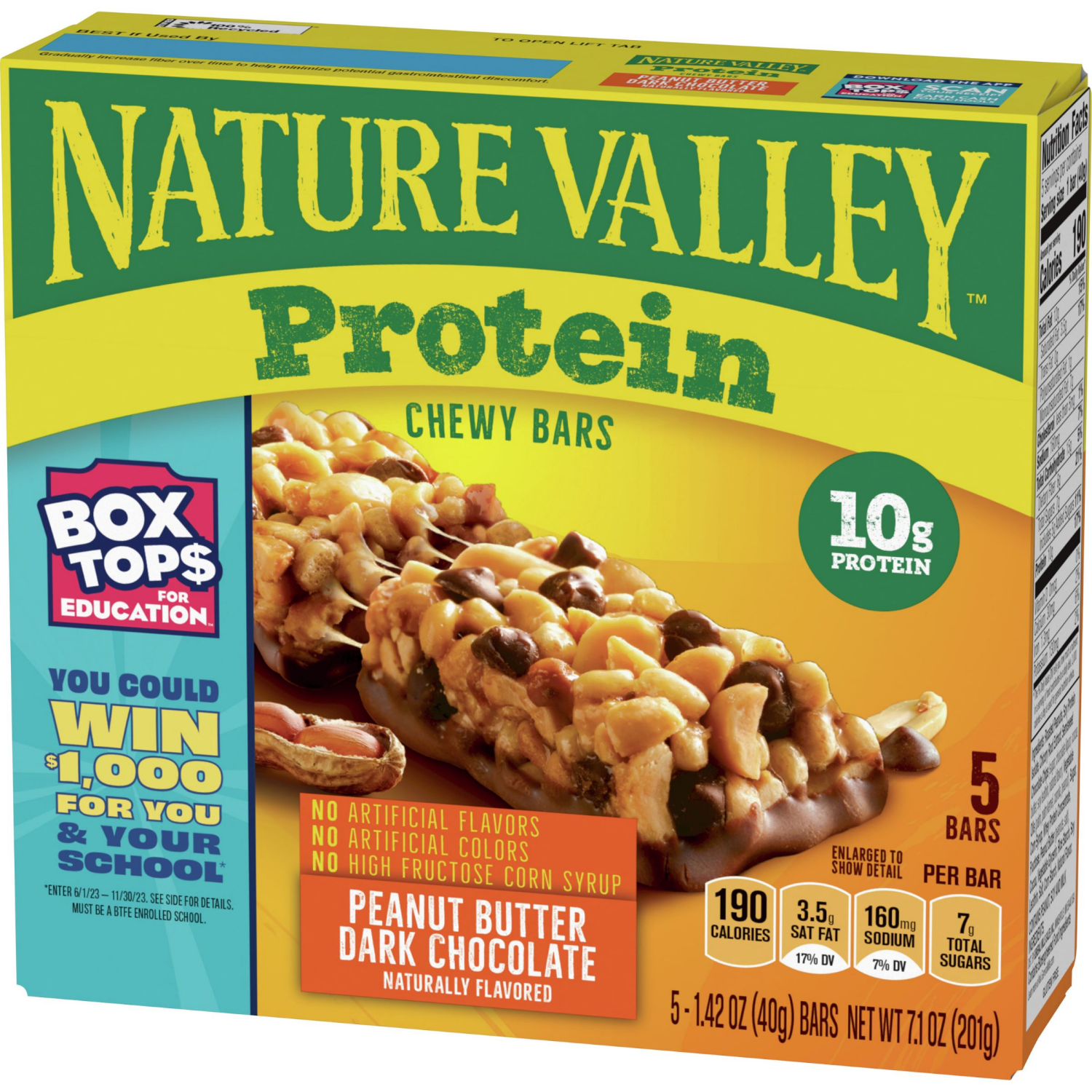 slide 2 of 6, Nature Valley Chewy Granola Bars, Protein, Peanut Butter Dark Chocolate, 5 Bars, 7.1 OZ, 5 ct