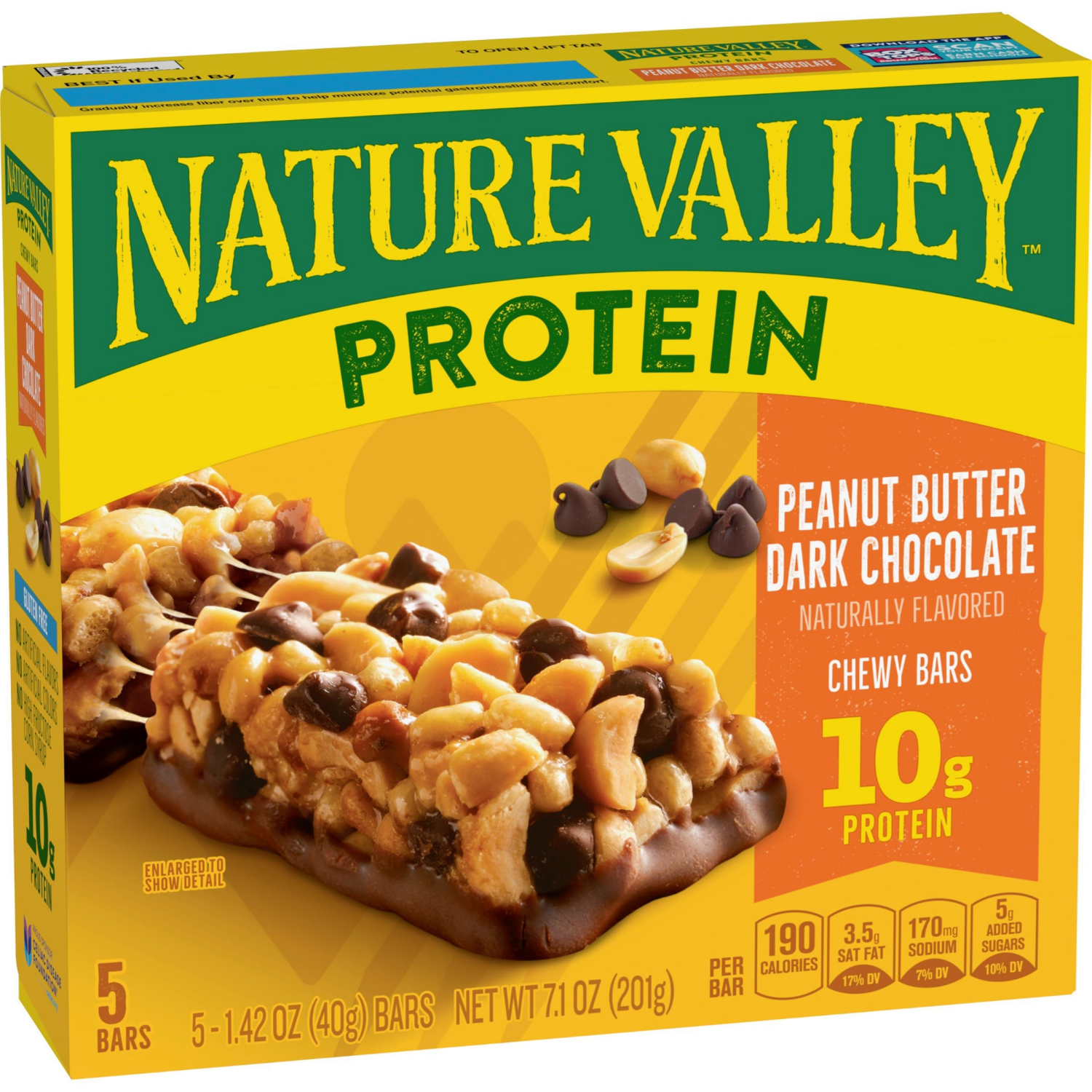 slide 5 of 6, Nature Valley Chewy Granola Bars, Protein, Peanut Butter Dark Chocolate, 5 Bars, 7.1 OZ, 5 ct