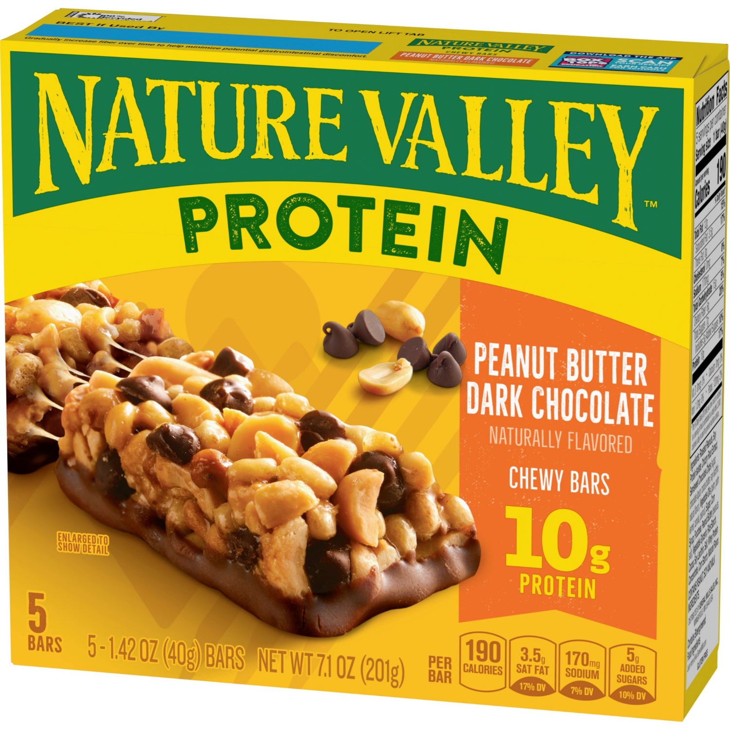 slide 6 of 6, Nature Valley Chewy Granola Bars, Protein, Peanut Butter Dark Chocolate, 5 Bars, 7.1 OZ, 5 ct