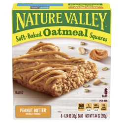 Nature Valley Soft-Baked Oatmeal Squares, Peanut Butter Breakfast Snacks, 6 ct, 7.44 OZ