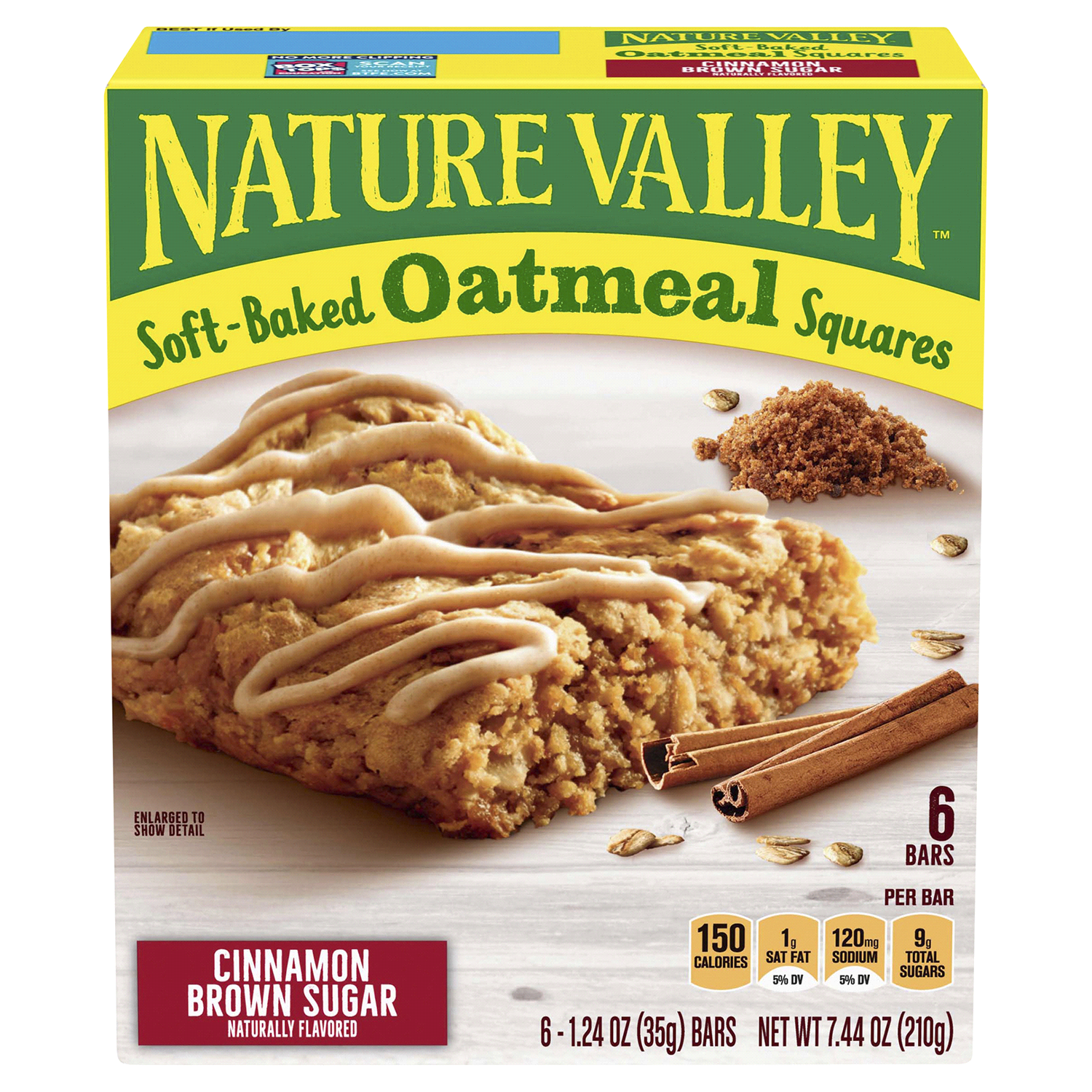 slide 1 of 2, Nature Valley Soft-Baked Oatmeal Squares, Cinnamon Brown Sugar, 6 ct, 7.44 OZ, 6 ct; 1.24 oz