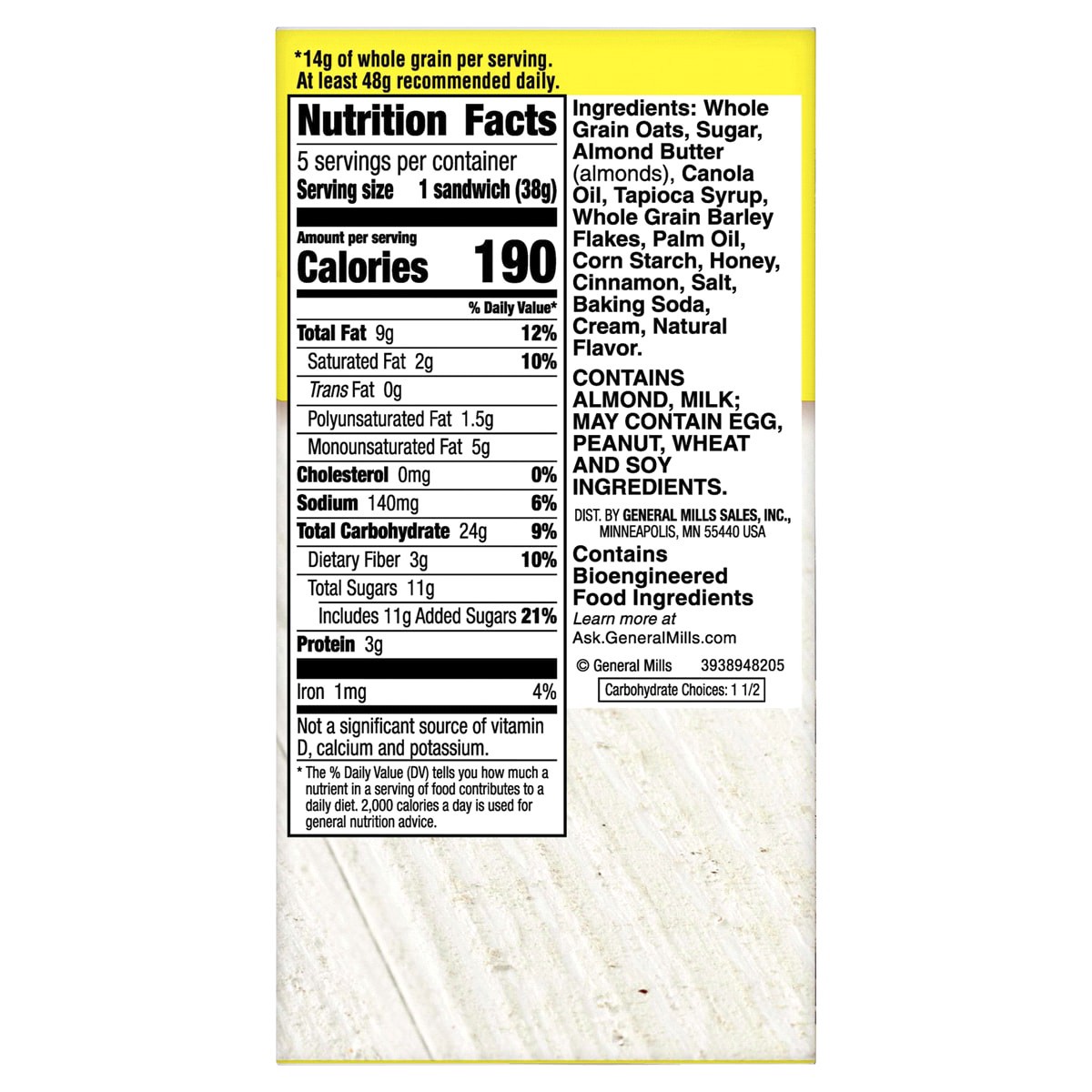 slide 2 of 2, Nature Valley Biscuit Sandwiches, Almond Butter- 5 ct, 5 ct