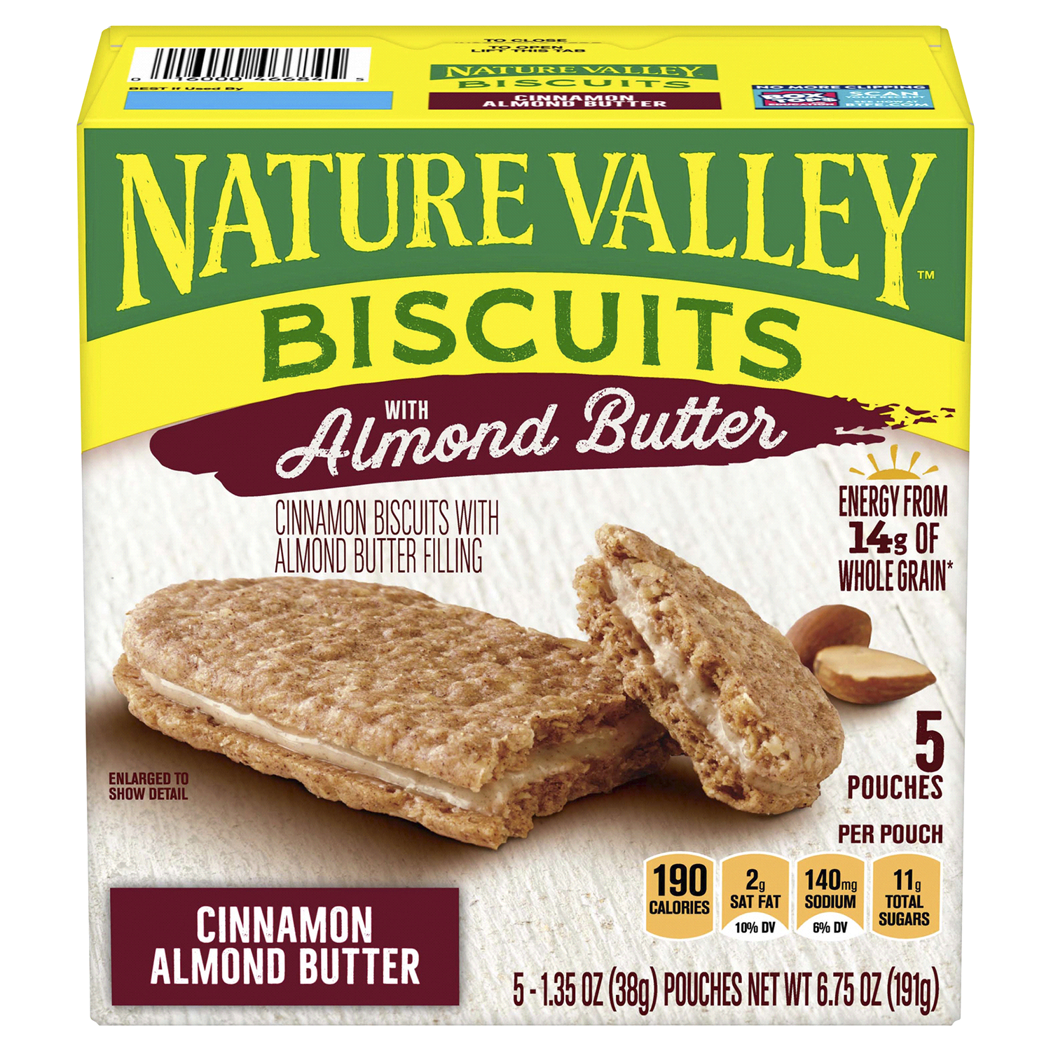 slide 1 of 2, Nature Valley Biscuit Sandwiches, Almond Butter- 5 ct, 5 ct