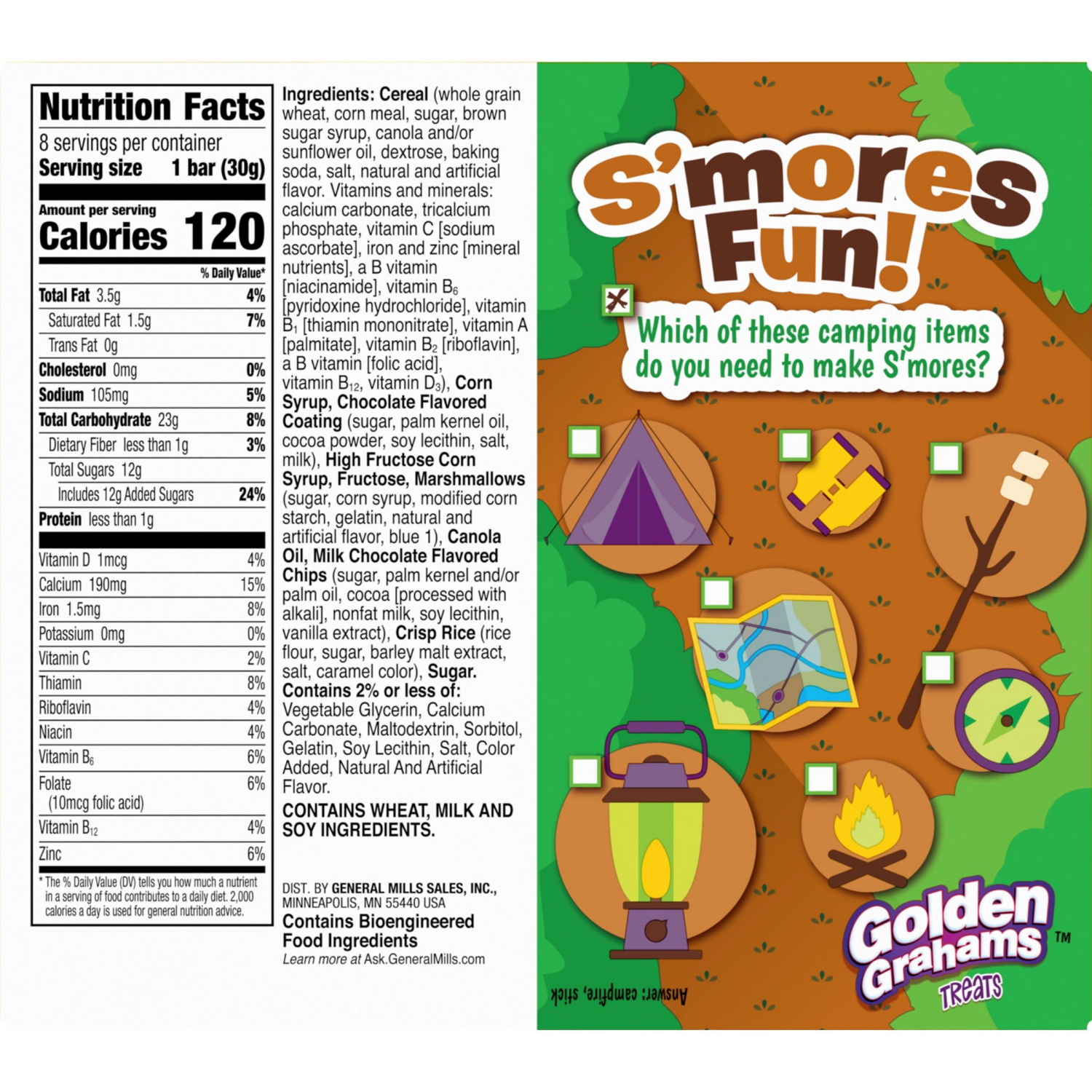 slide 2 of 6, Golden Grahams Breakfast Cereal Treat Bars, S'mores, Snack Bars, 8 ct, 8 ct