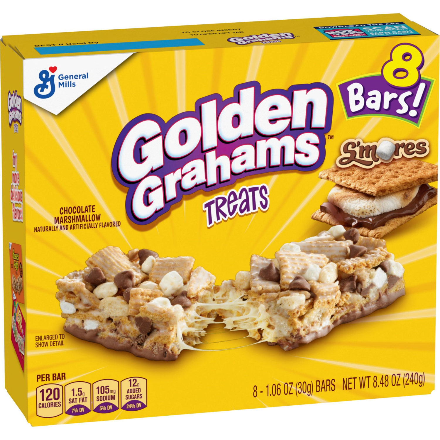 slide 5 of 6, Golden Grahams Breakfast Cereal Treat Bars, S'mores, Snack Bars, 8 ct, 8 ct