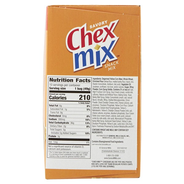 slide 3 of 5, Chex Mix Snack Mix, Cheddar, Savory Snack Bags, Multipack, 1.75 oz, 10 ct, 10 ct