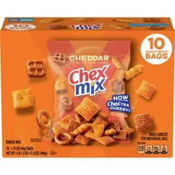 Chex Mix Cheddar Snack Mix, Single Serve Snack Bags, Multipack, 10 Ct, 17.5 oz