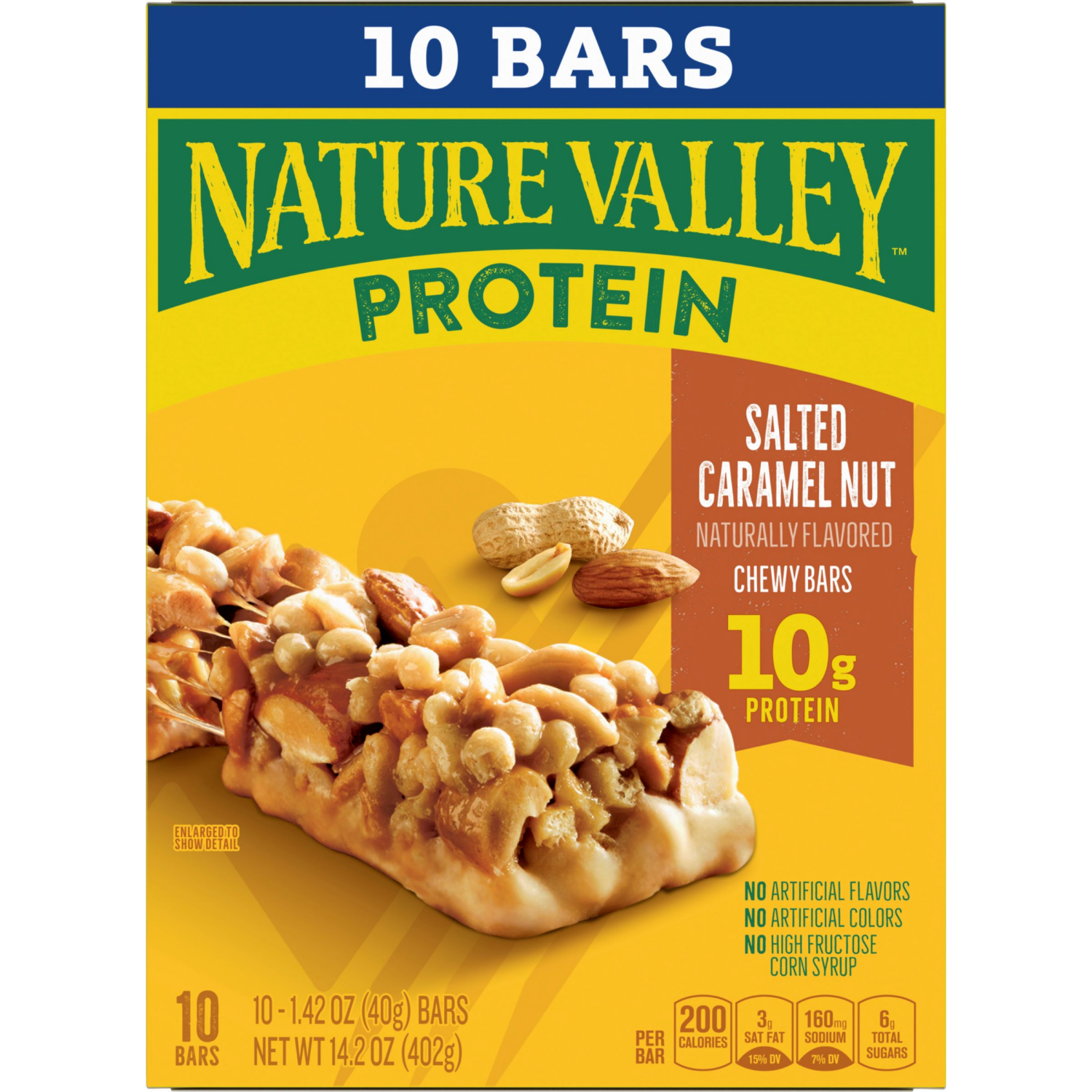 slide 2 of 7, Nature Valley Protein Granola Bars, Salted Caramel Nut, Snack Bars, 10 ct, 14.2 OZ, 10 ct