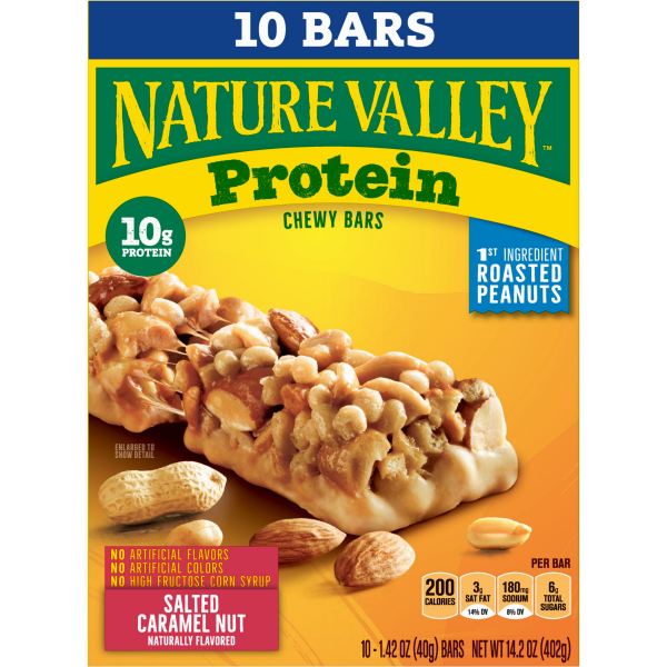 slide 9 of 17, Nature Valley Protein Granola Bars, Salted Caramel Nut, Snack Bars, 10 ct, 14.2 OZ, 10 ct