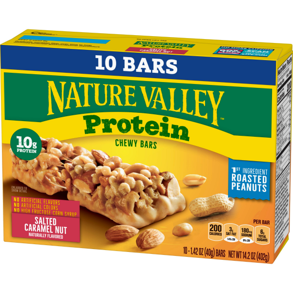 slide 10 of 17, Nature Valley Protein Granola Bars, Salted Caramel Nut, Snack Bars, 10 ct, 14.2 OZ, 10 ct