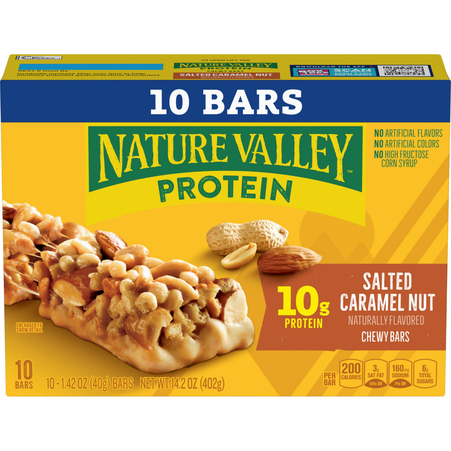 slide 1 of 7, Nature Valley Protein Granola Bars, Salted Caramel Nut, Snack Bars, 10 ct, 14.2 OZ, 10 ct