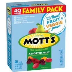Mott's Fruit Flavored Snacks, Halloween Treats, Assorted Fruit, Gluten Free Snack, Family Pack, 40 Ct, 32 oz