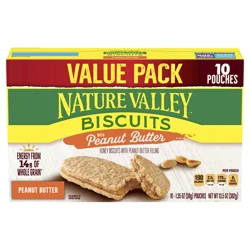 Nature Valley Biscuit Sandwiches, Peanut Butter, Snack Bars, 10 Bars, 13.5 oz