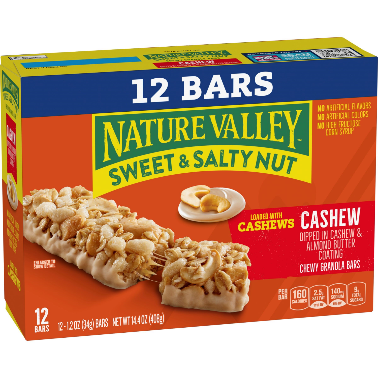 slide 4 of 5, Nature Valley Granola Bars, Sweet and Salty Nut, Cashew, 12 ct, 14.4 OZ, 12 ct