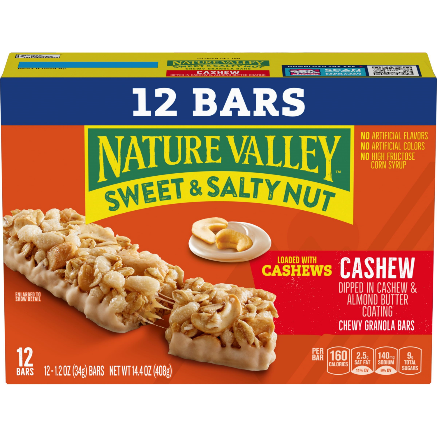 slide 1 of 5, Nature Valley Granola Bars, Sweet and Salty Nut, Cashew, 12 ct, 14.4 OZ, 12 ct