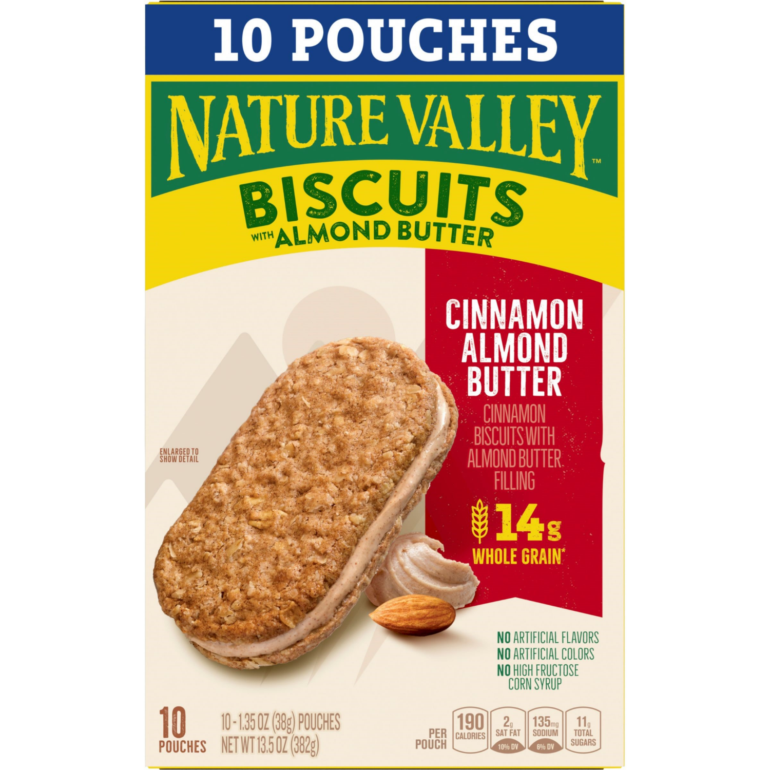 slide 2 of 6, Nature Valley Biscuit Sandwiches, Cinnamon Almond Butter, 10 Bars, 13.5 oz, 13.5 oz