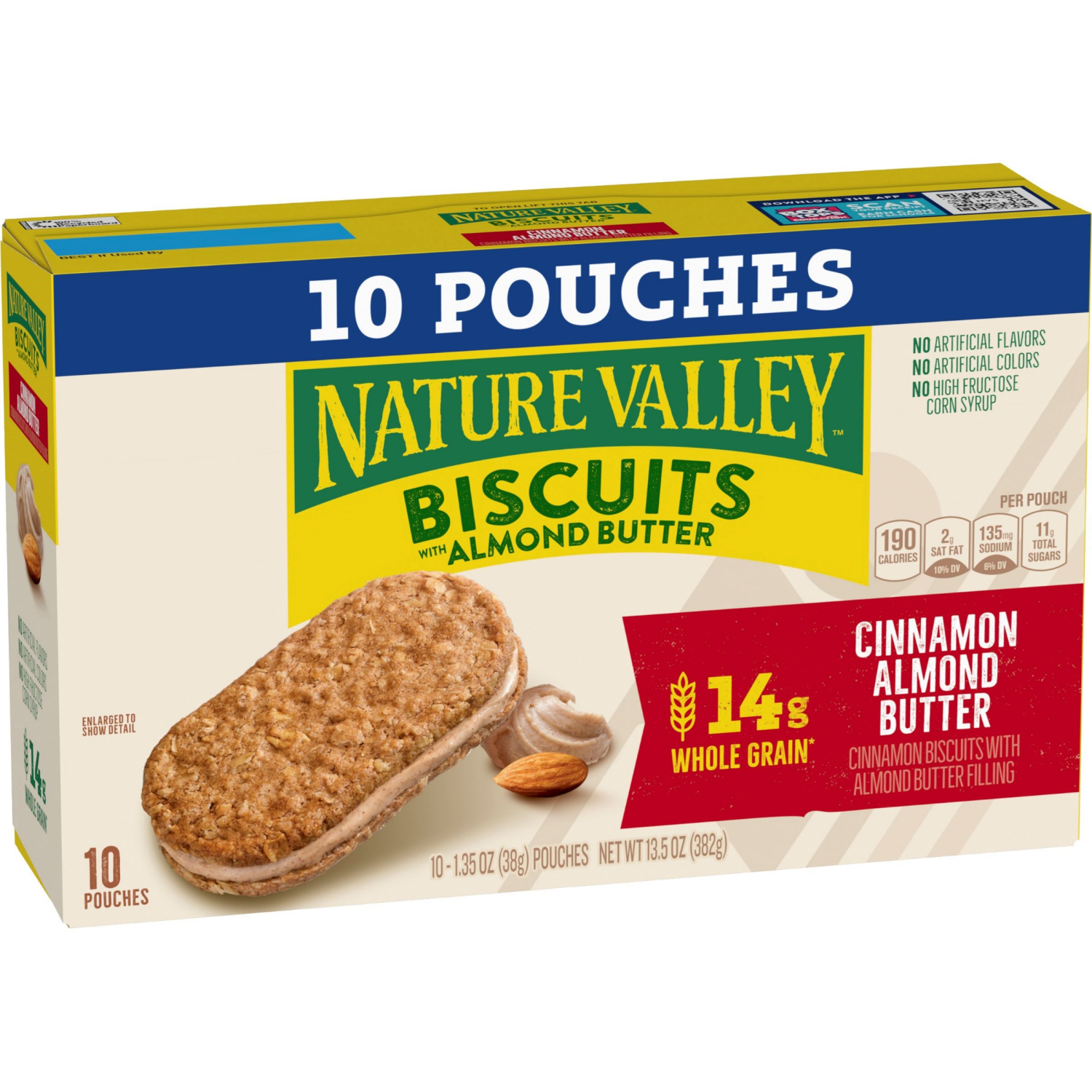 slide 5 of 6, Nature Valley Biscuit Sandwiches, Cinnamon Almond Butter, 10 Bars, 13.5 oz, 13.5 oz