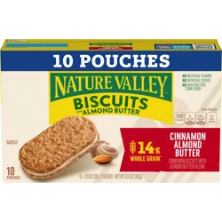 Nature Valley Biscuit Sandwiches, Cinnamon Almond Butter, 10 Bars, 13.5 oz