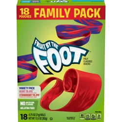 Fruit By The Foot Fruit Flavored Snacks, Berry Tie-Dye & Strawberry Tie-Dye, Family Pack, 18 Rolls, 13.5 oz