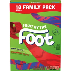 Fruit By The Foot Fruit Flavored Snacks, Berry Tie-Dye & Strawberry Tie-Dye, Family Pack, 18 Rolls, 13.5 oz
