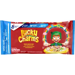 Lucky Charms Gluten Free Cereal with Marshmallows, Kids Breakfast Cereal, Made with Whole Grain, Cereal Bag, 32 oz