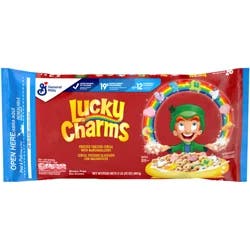 Lucky Charms Gluten Free Cereal with Marshmallows, Kids Breakfast Cereal, Made with Whole Grain, Cereal Bag, 32 oz