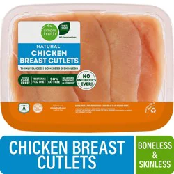 Simple Truth Natural Chicken Breast Cutlets Thinly Sliced (4-6 Per Pack)