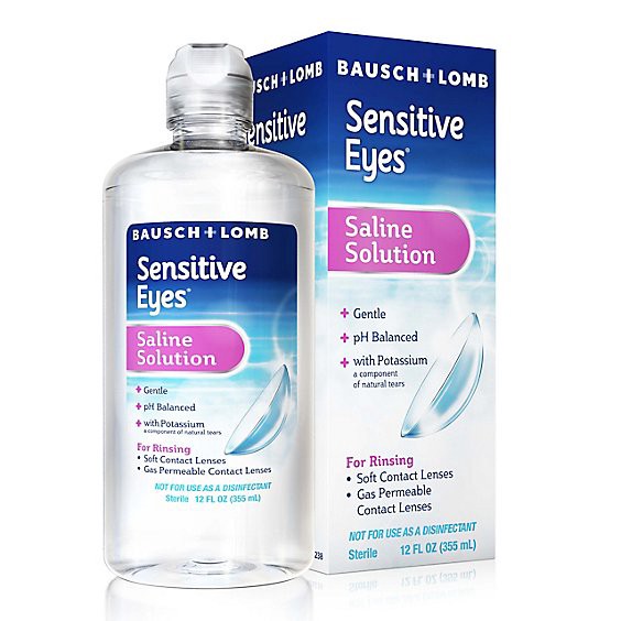 slide 1 of 1, Sensitive Eyes Saline Solution For Contact Lenses - 12 Fl. Oz., 12 fl oz