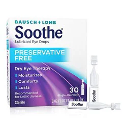 Soothe Eye Drops For Dry Eyes Preservative Free Lubricant Eye Drops - 30 Count