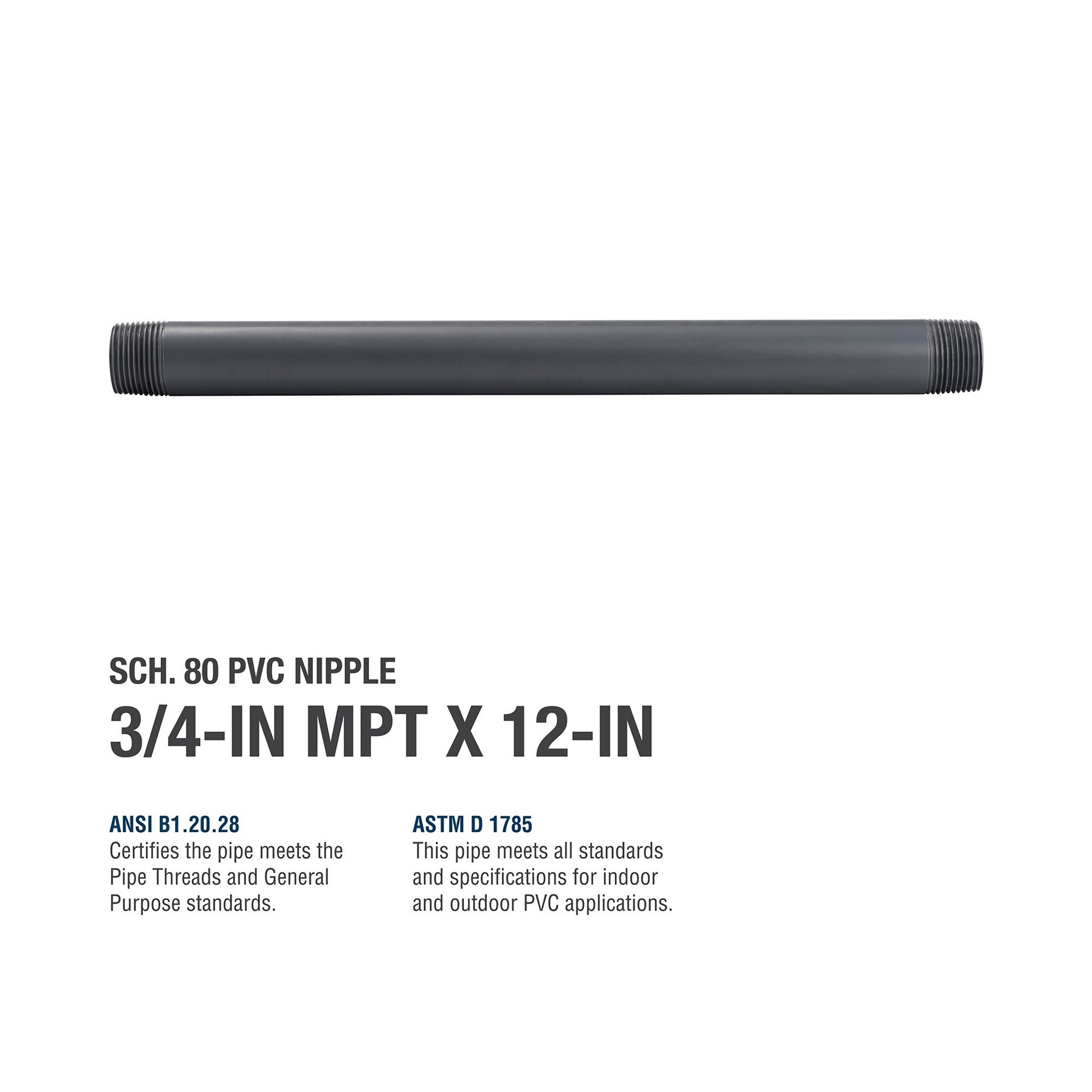 slide 5 of 5, B&K 1/2-in x 4-in Schedule 80 PVC Nipple, 1 ct