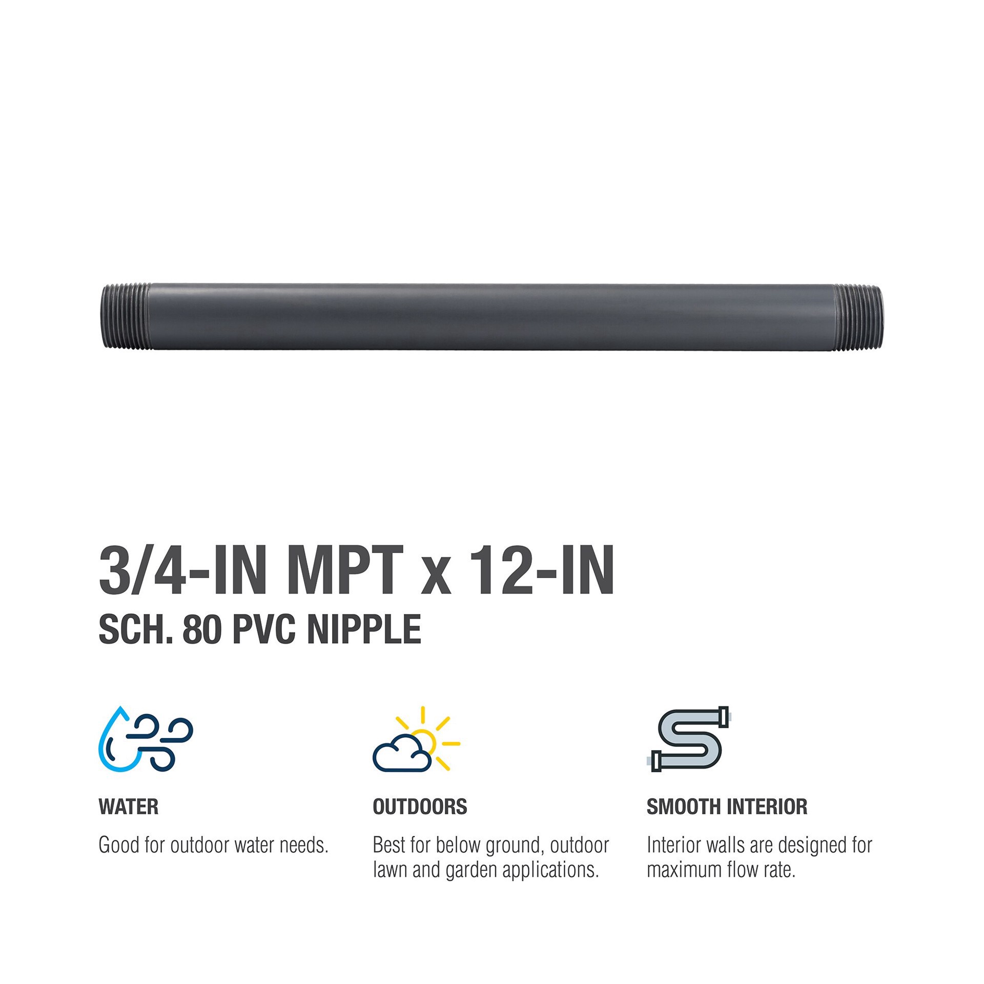 slide 2 of 5, B&K 1/2-in x 4-in Schedule 80 PVC Nipple, 1 ct