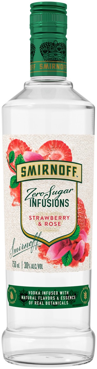 slide 1 of 21, Smirnoff Zero Sugar Infusions Strawberry & Rose, 750 ml