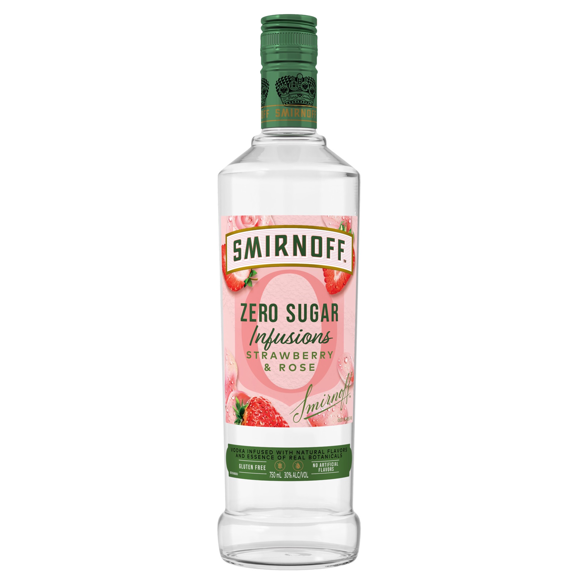 slide 1 of 21, Smirnoff Zero Sugar Infusions Strawberry & Rose (Vodka Infused with Natural Flavors & Essence of Real Botanicals), 750 mL, 750 ml