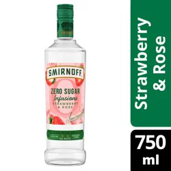 Smirnoff Zero Sugar Infusions Strawberry & Rose (Vodka Infused with Natural Flavors & Essence of Real Botanicals), 750 mL