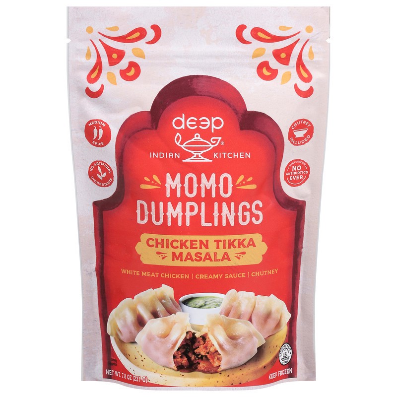 slide 1 of 1, Deep Indian Kitchen Medium Spice Chicken Tikka Masala Momo Dumplings 7.8 oz, 7.8 oz