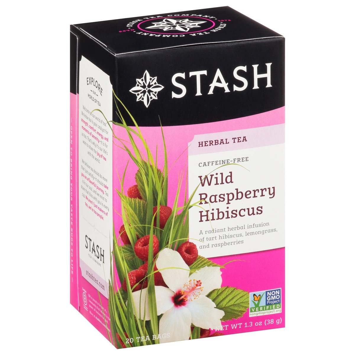 slide 5 of 9, Stash Caffeine-Free Tea Bags Wild Raspberry Hibiscus Herbal Tea - 20 ct, 1 oz