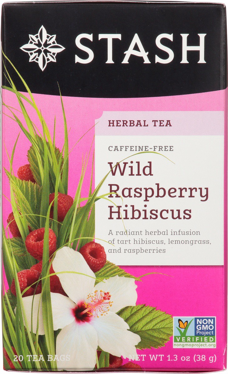 slide 2 of 9, Stash Caffeine-Free Tea Bags Wild Raspberry Hibiscus Herbal Tea - 20 ct, 1 oz