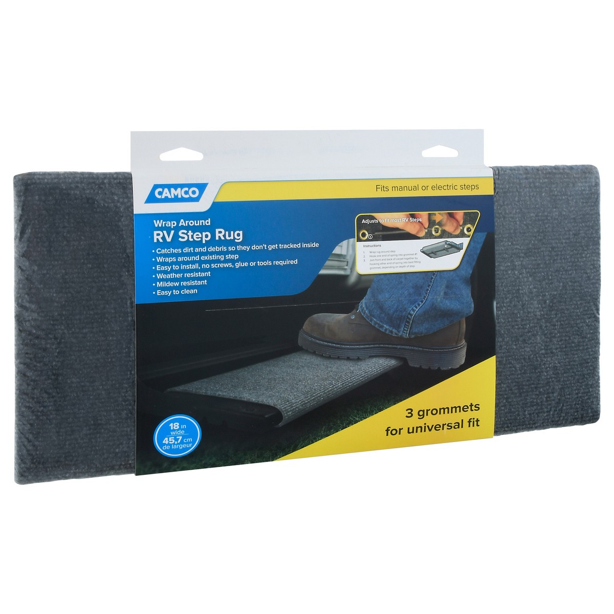 slide 3 of 12, Camco Wrap Around Rv Step Rug - Gray, 1 ct