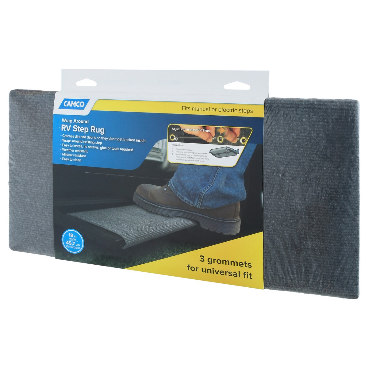 slide 4 of 12, Camco Wrap Around Rv Step Rug - Gray, 1 ct