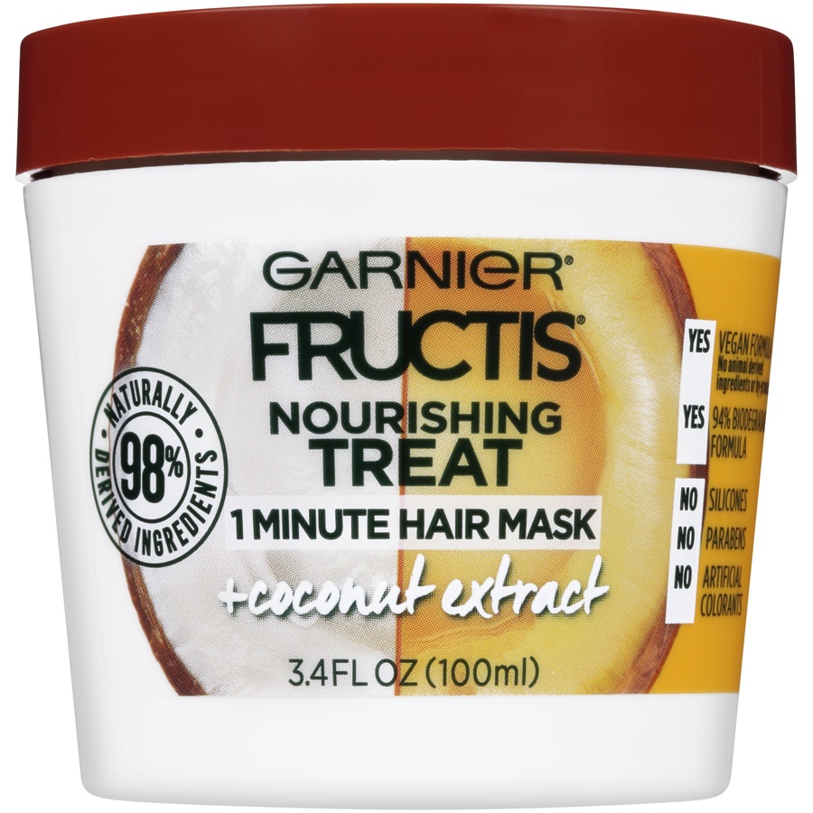 slide 1 of 5, Garnier Fructis Nourishing Treat 1 Minute Hair Mask, 3.4 fl oz