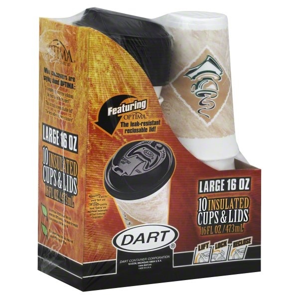 slide 1 of 1, DART Insulated Travel Cups with Lids, 10 ct