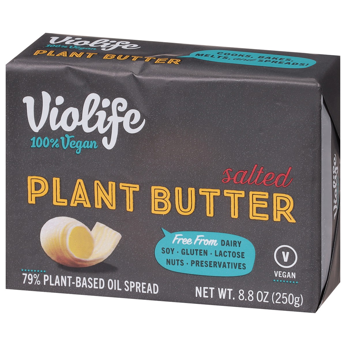 slide 2 of 9, Violife Plant Butter Salted, Dairy-Free Vegan, 8.8 oz Paper Brick (Refrigerated), 8.8 oz