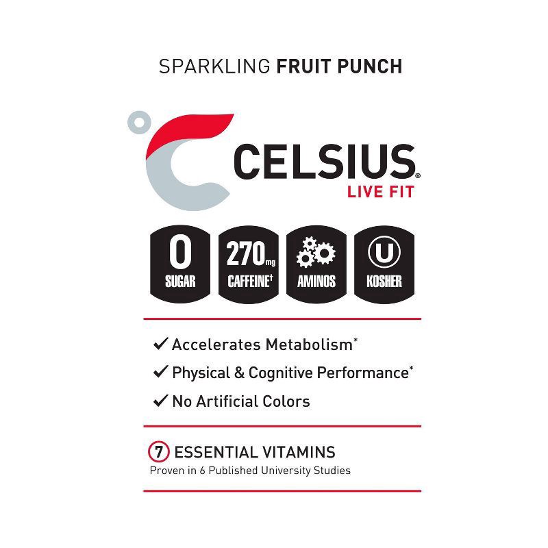 slide 2 of 4, CELSIUS ESSENTIALS, Sparkling Fruit Burst, Performance Energy Drink 16 Fl Oz Single Can, 16 fl oz