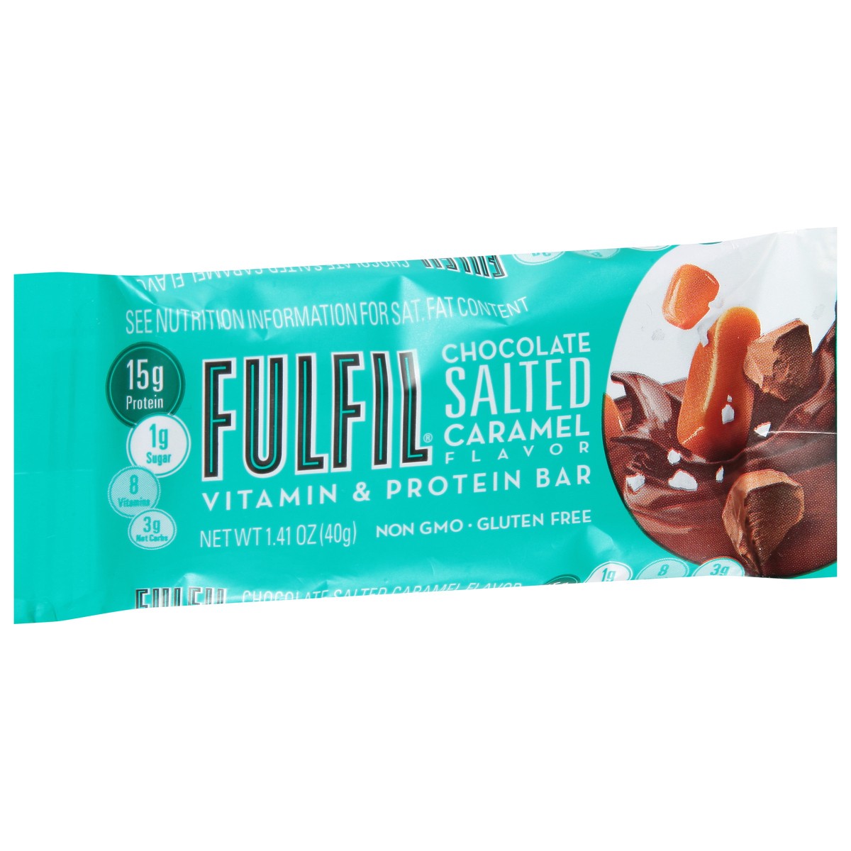 slide 3 of 13, FULFIL Chocolate Salted Caramel Flavored Protein Bar, 1.41 oz, 1.41 oz